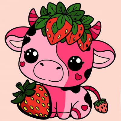 cute strawberry cow
