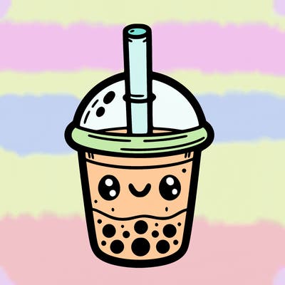 a bubble tea with a smiley face