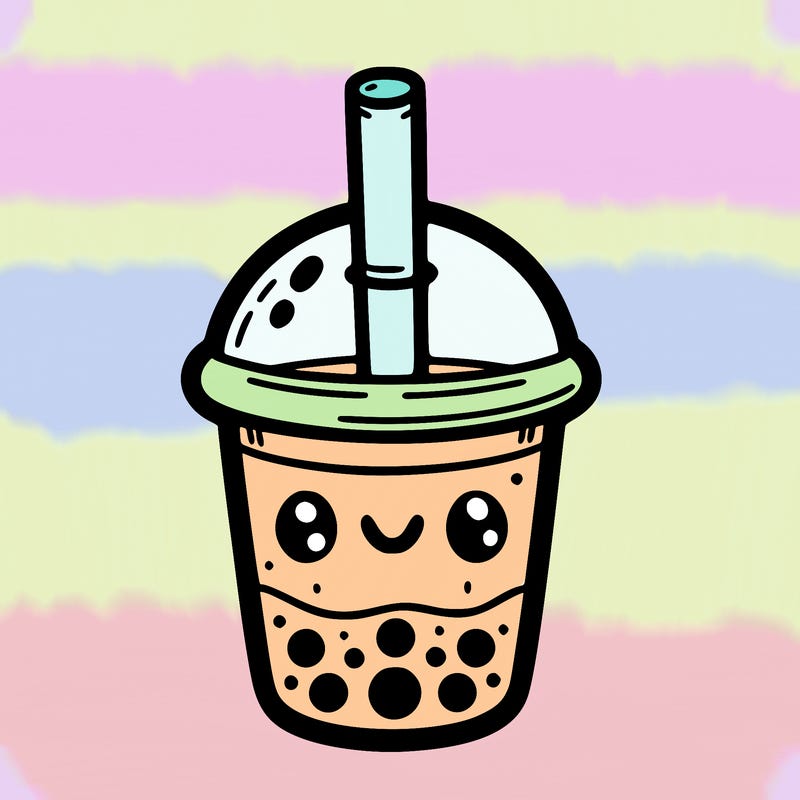 a bubble tea with a smiley face