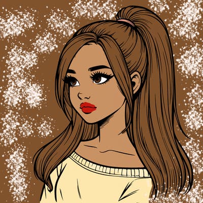 realistic girl with a high ponytail