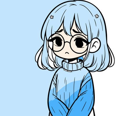sad girl with glasses in a sweater