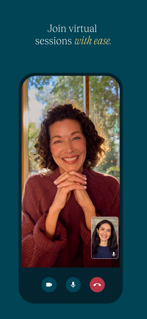 A woman using the SonderMind app for a virtual therapy session