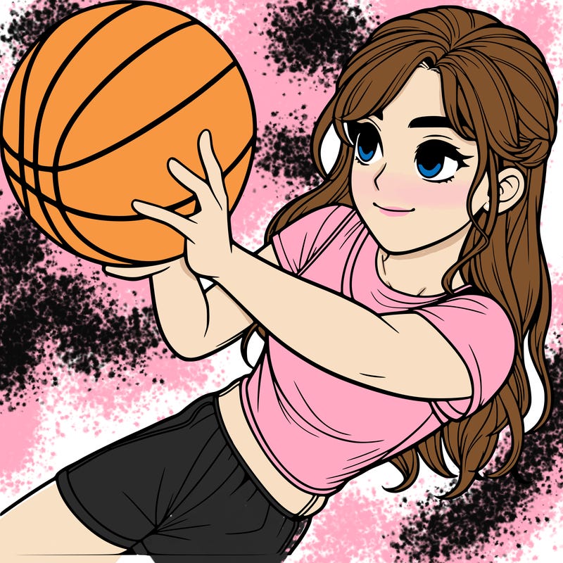 realistic girl playing basketball