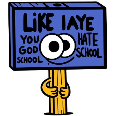 a sign with words on it saying like if you hate school