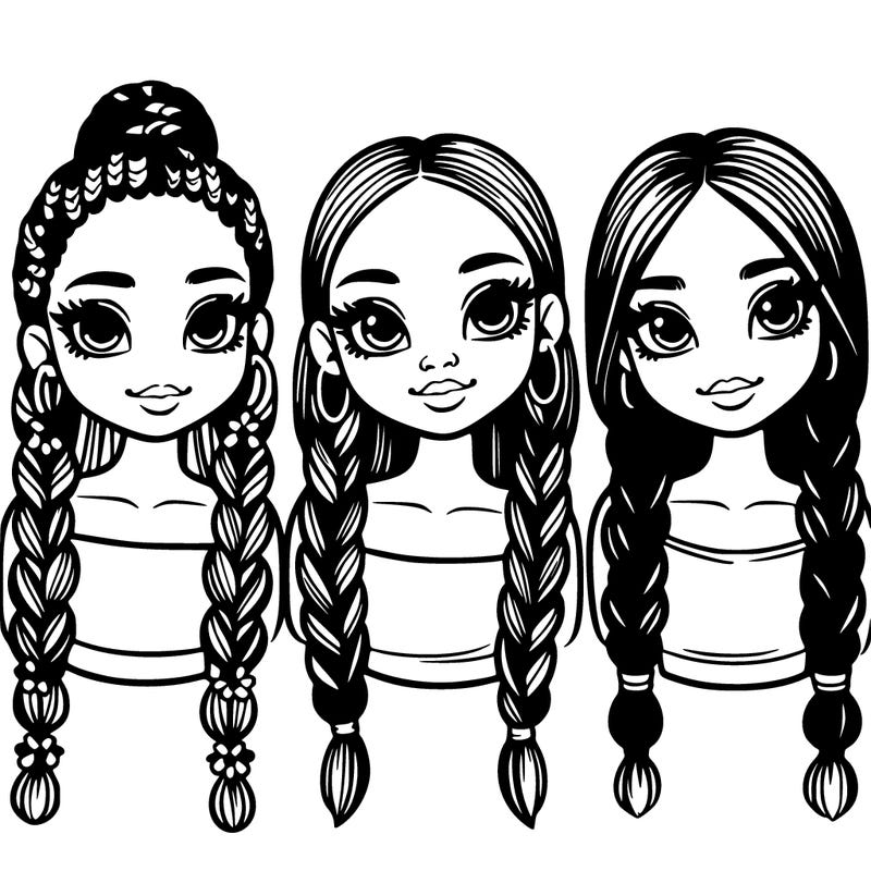 three pretty black girls with braids