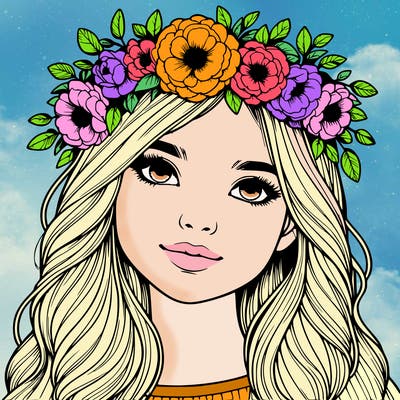realistic girl with flower crown
