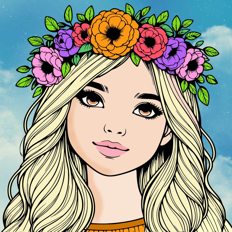 realistic girl with flower crown