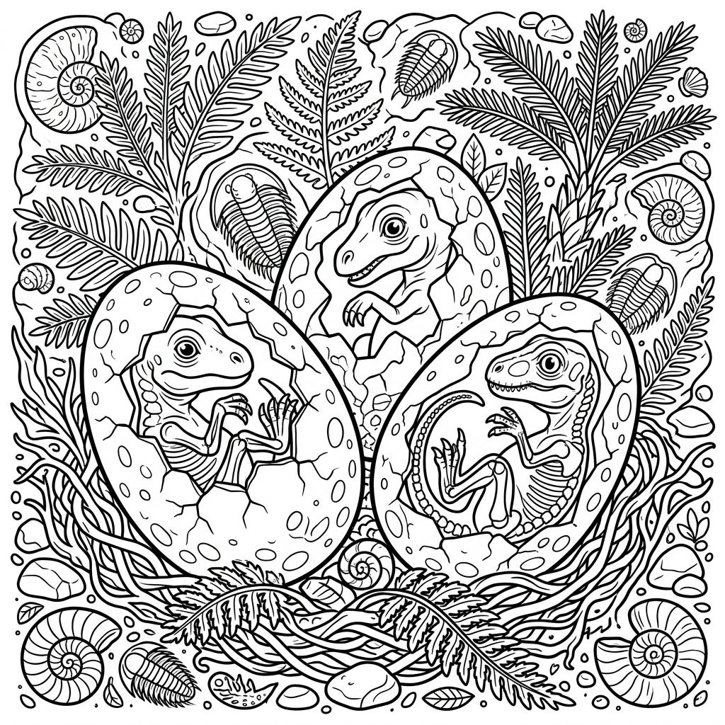 Embryonic Dinosaur Eggs Coloring Page - Free Printable — Color Pop