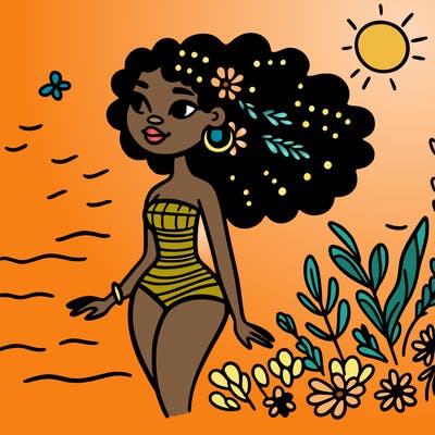 african woman in a swimsuit