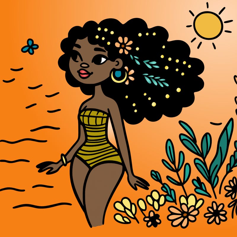 african woman in a swimsuit