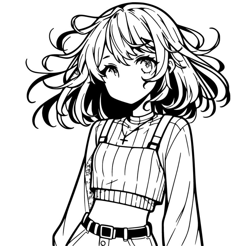 anime girl with crop top
