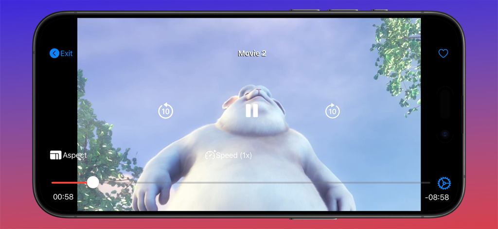 Xtream IPTV Click PlayList M3U - A landscape view of the Xtream IPTV Click video player on a mobile device showing playback controls and a movie