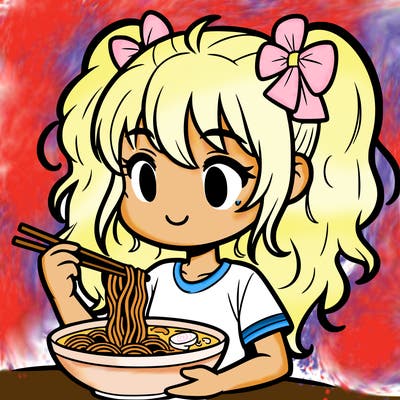 a girl eating ramen