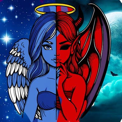 realistic angel half demon