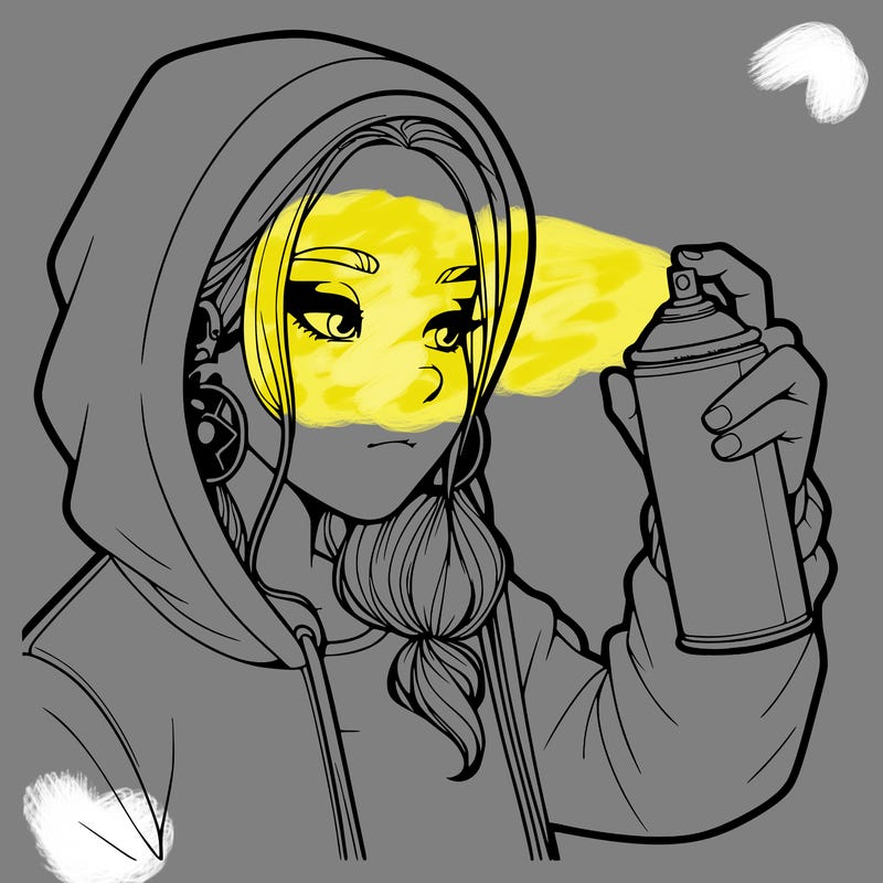 a realistic girl, spray painting