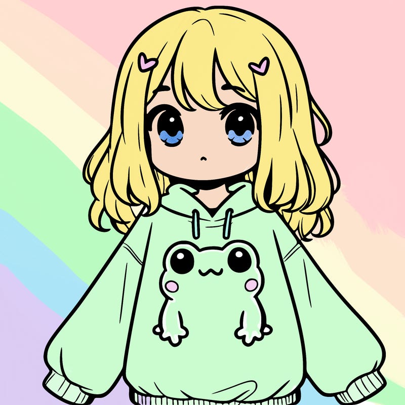 girl wearing frogging sweatshirt