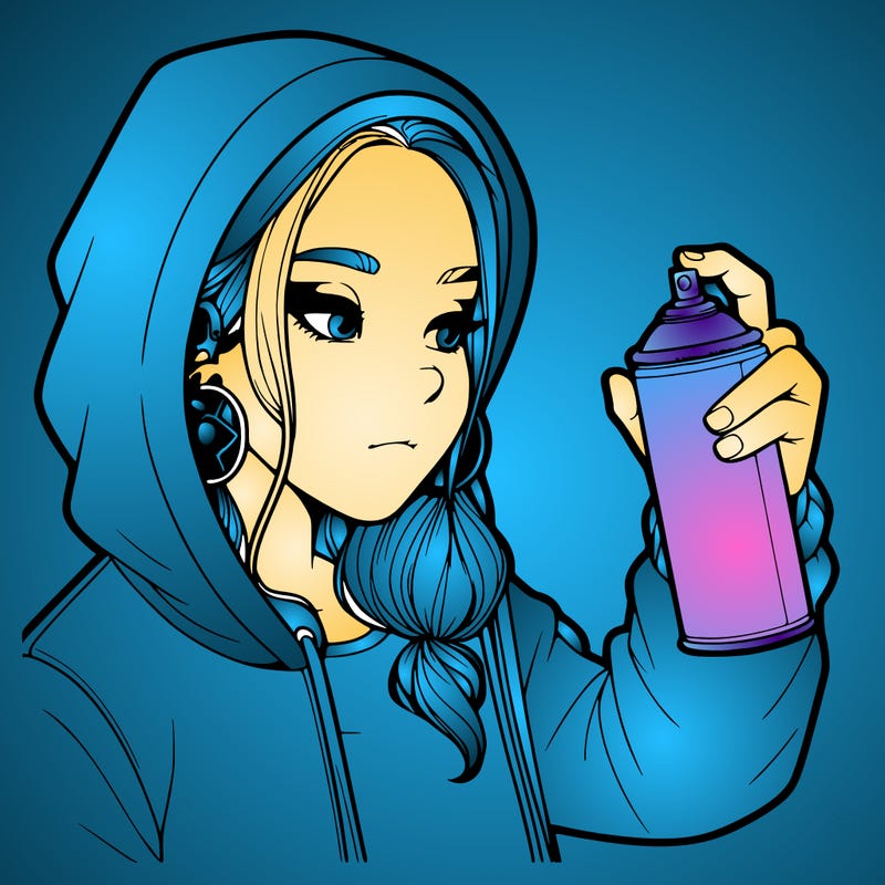 a realistic girl, spray painting