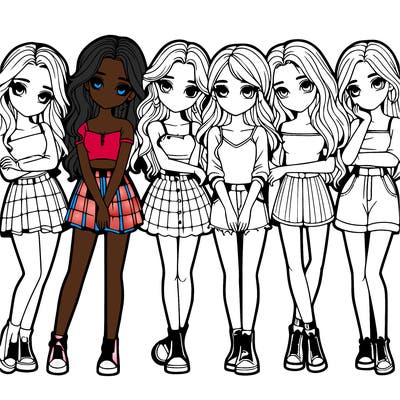 a group of girls realistic