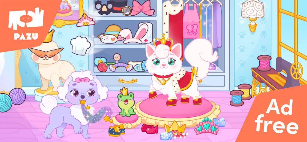 Princess Palace Pets World - Cute virtual pets in a royal dress up room with accessories and an ad free badge
