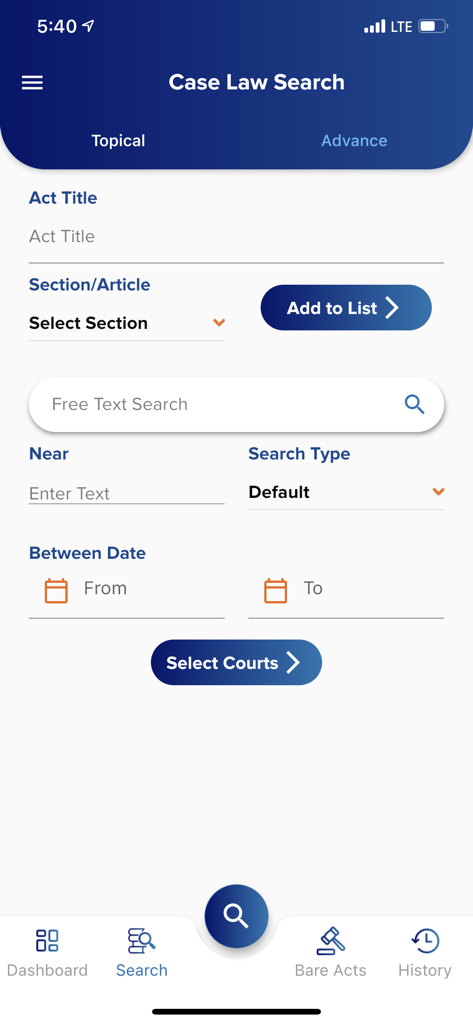 Lawsuit The Unique Case Finder - Advanced search interface for Indian case laws and acts in the Lawsuit app.