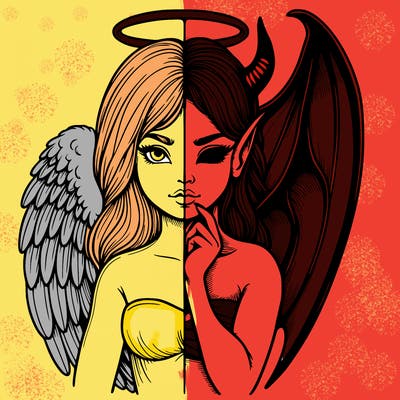 realistic angel half demon