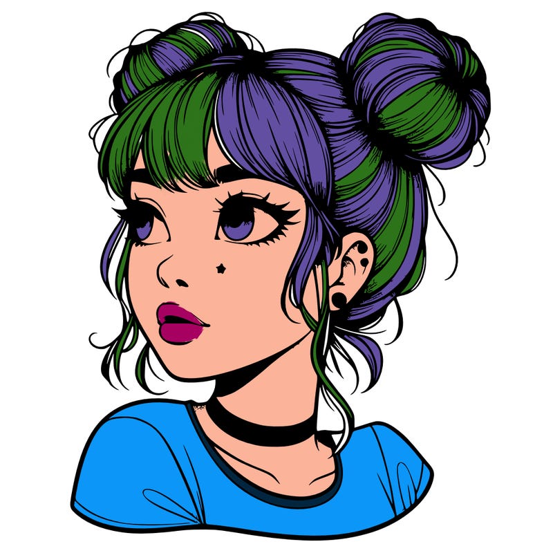 realistic girl with spacebuns