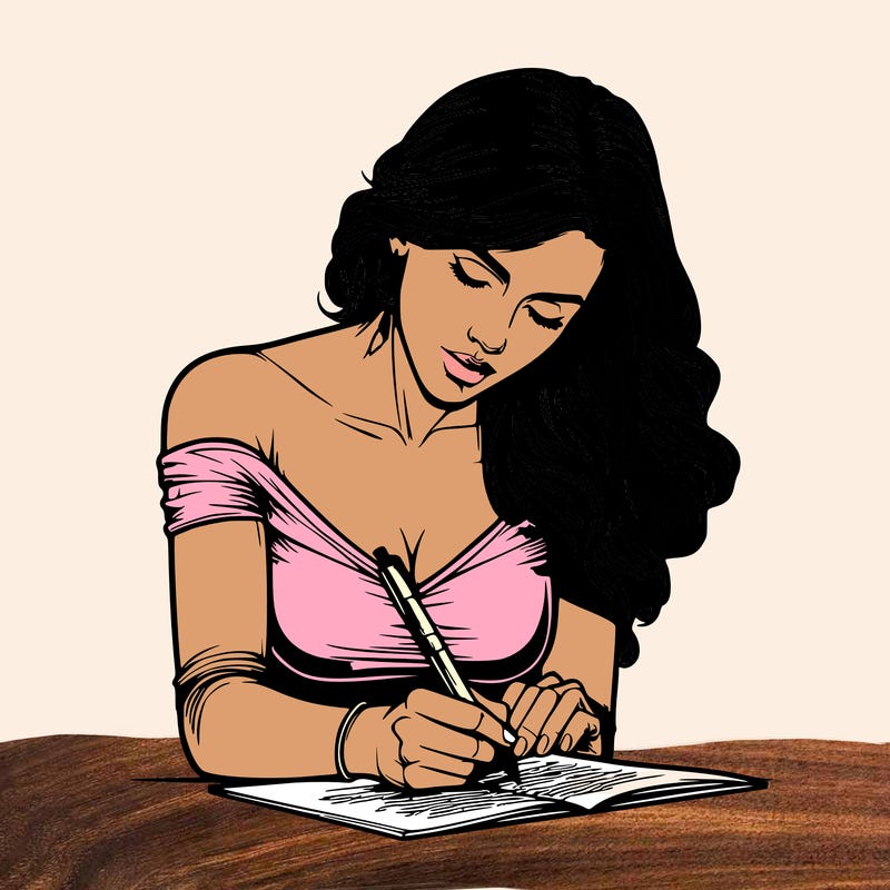 realistic female writing poetry