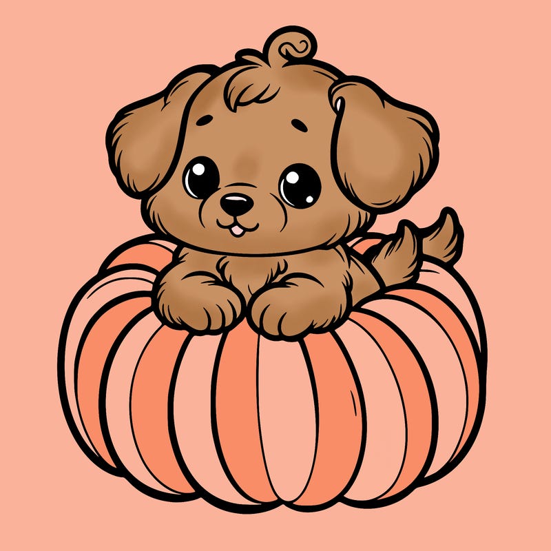 cute little puppy in a pumpkin