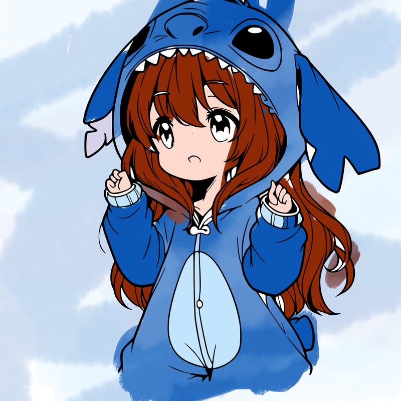 anime girl in a stitch onsie