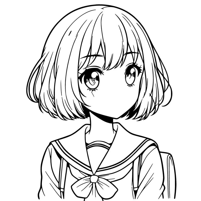 manga girl short hair school