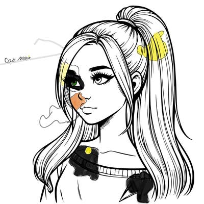 realistic girl with a high ponytail