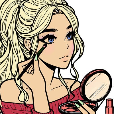 a realistic girl doing her makeup