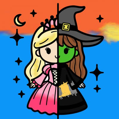 split princess and witch