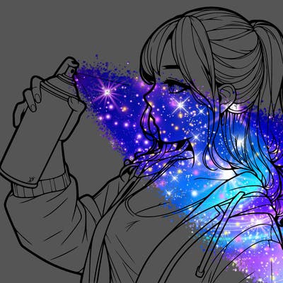 a realistic girl spray, painting