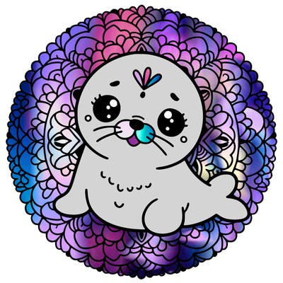 a cute baby seal mandala