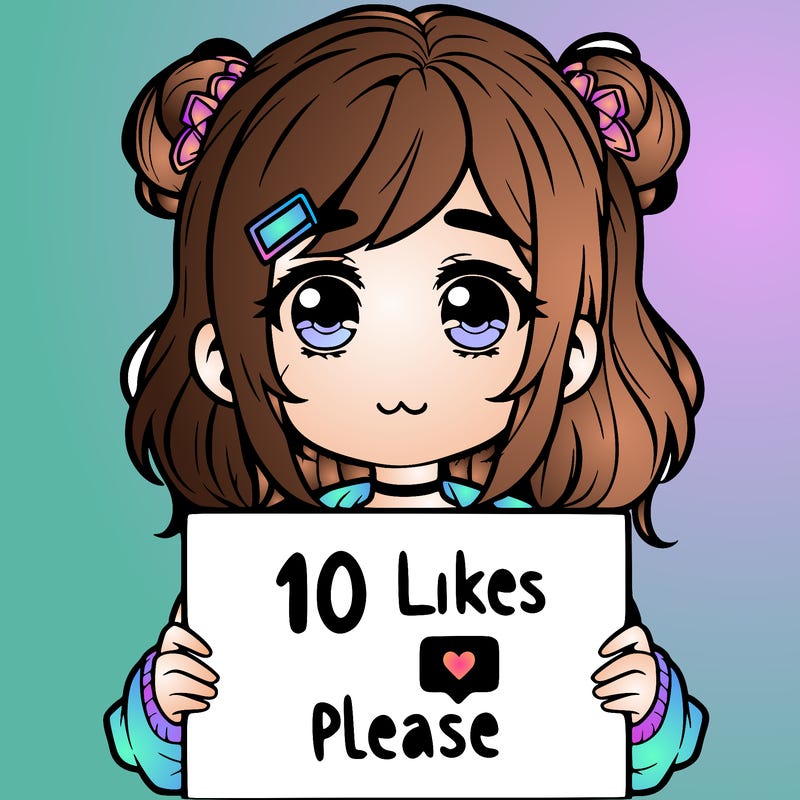 a girl with a sign saying 10 likes please