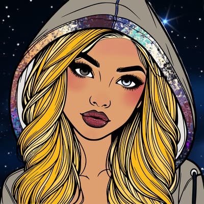 realistic beautiful girl with a hood on