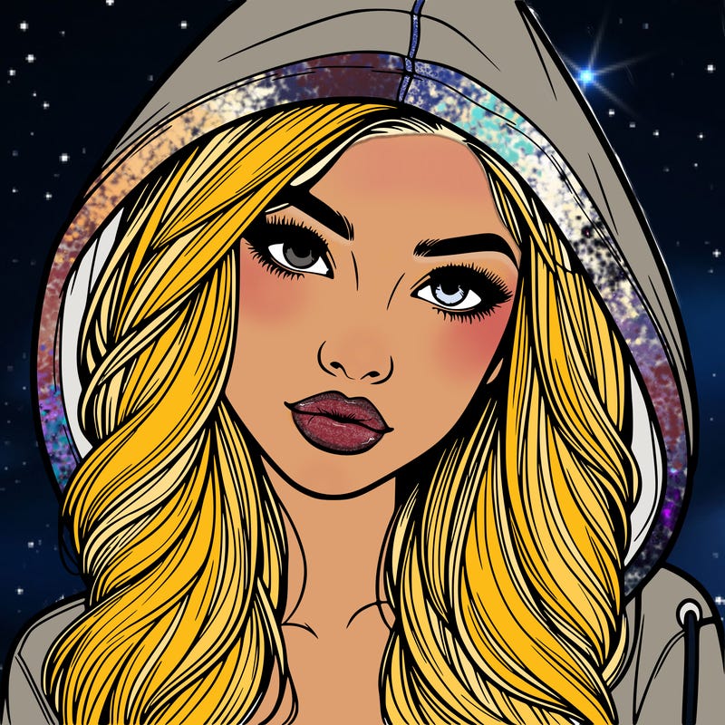 realistic beautiful girl with a hood on