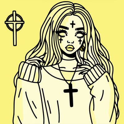 aesthetic girl with cross
