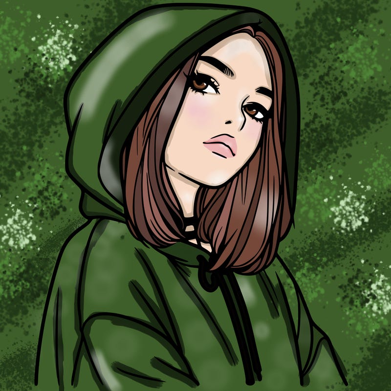 a realistic girl in a hoodie