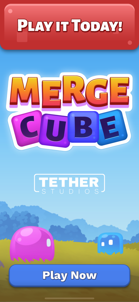 Écran titre du jeu Merge Cube Skill Practice avec le logo et les personnages