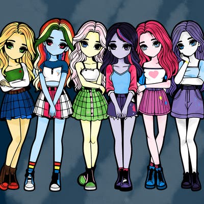 a group of girls realistic