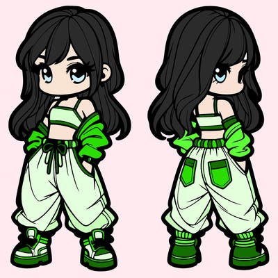 girl in crop top and baggy pants