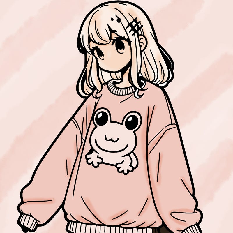 girl wearing frogging sweatshirt