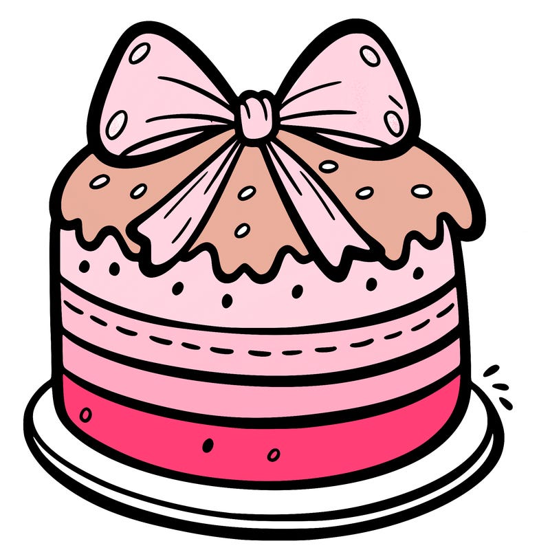 a cake with a ribbon around it