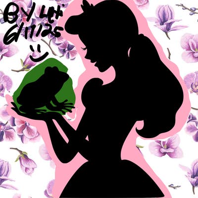 a shadow of a princess holding a frog realistic