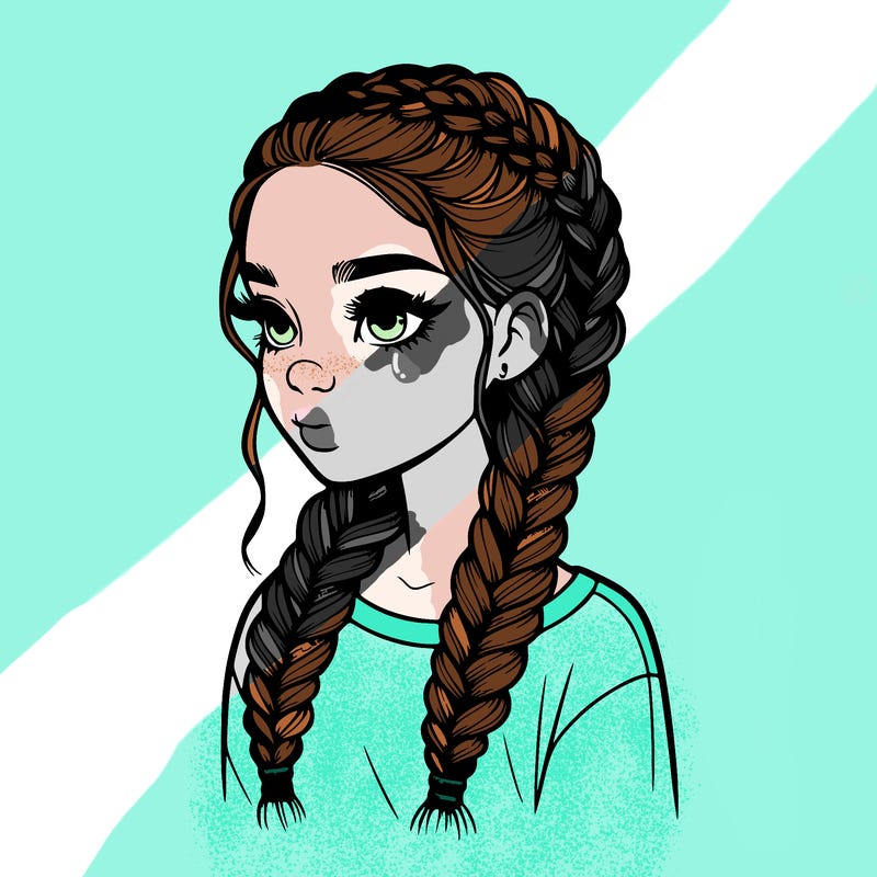realistic girl with braids
