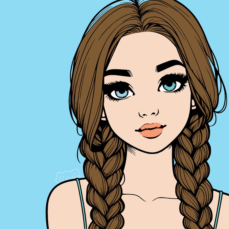realistic girl with braids