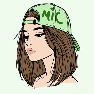 realistic  girl with a backwards hat