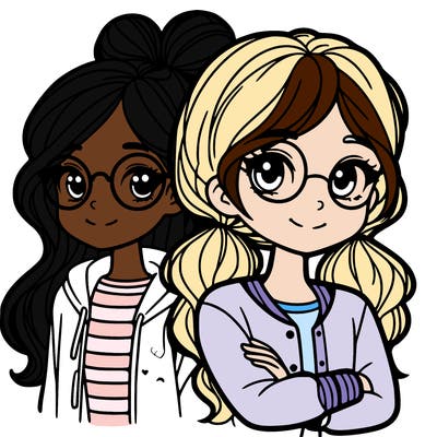 2 girls one with glasses